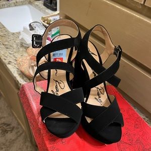 American Ragcie Black 3 inch wedge sandals. wore once